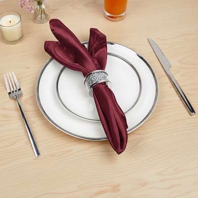 HomeRoots Set of Twelve Clear And Silver Faux Crystal Glass And Stainless Steel Napkin Rings - 1.97 in. x 1.18 in. x 1.97 in.