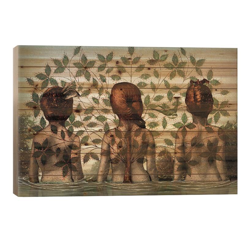 Sisters Print On Wood by Catrin Welz-Stein - Multi-Color - 26x40x1.5