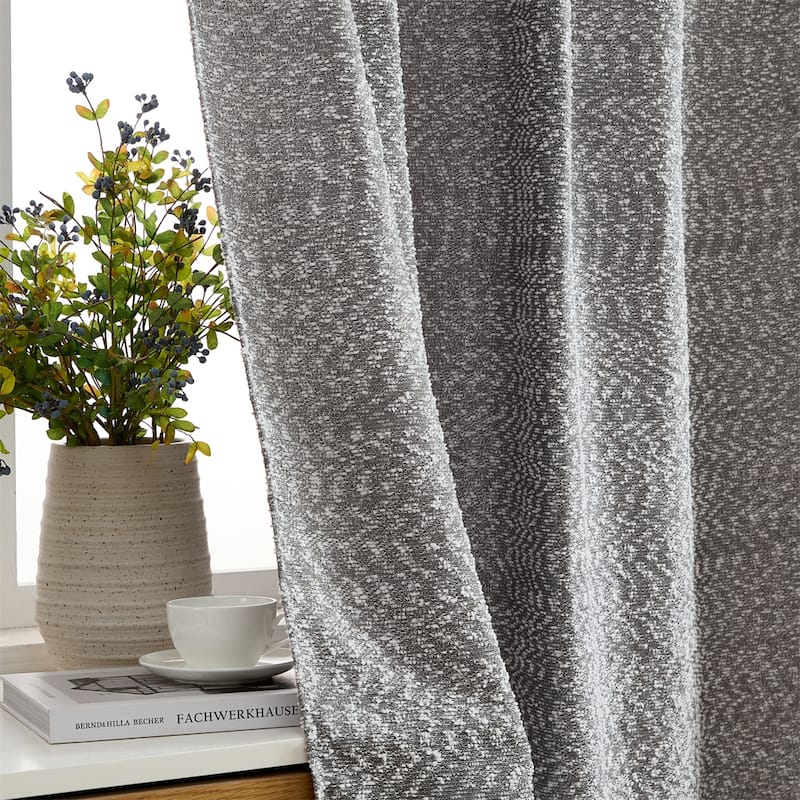 HLC.ME Easton Jacquard Slub Texture - Privacy Curtains with Back Tab Rod Pocket Lightweight Window Curtains Panels, Set of 2