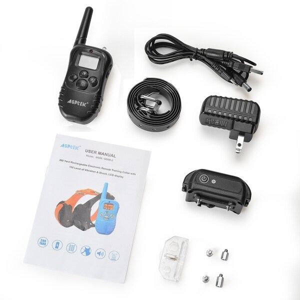 AGPtek 300 Yard Rechargeable Collar waterproof LCD 100 Level Shock