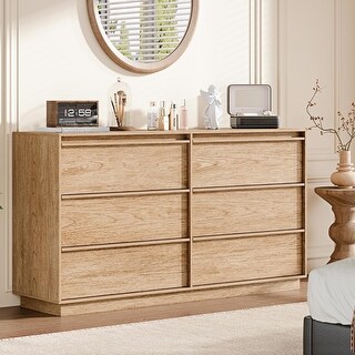55.12 Inch Modern Chest of Drawers with 6 Deep Drawers, Large Storage ...
