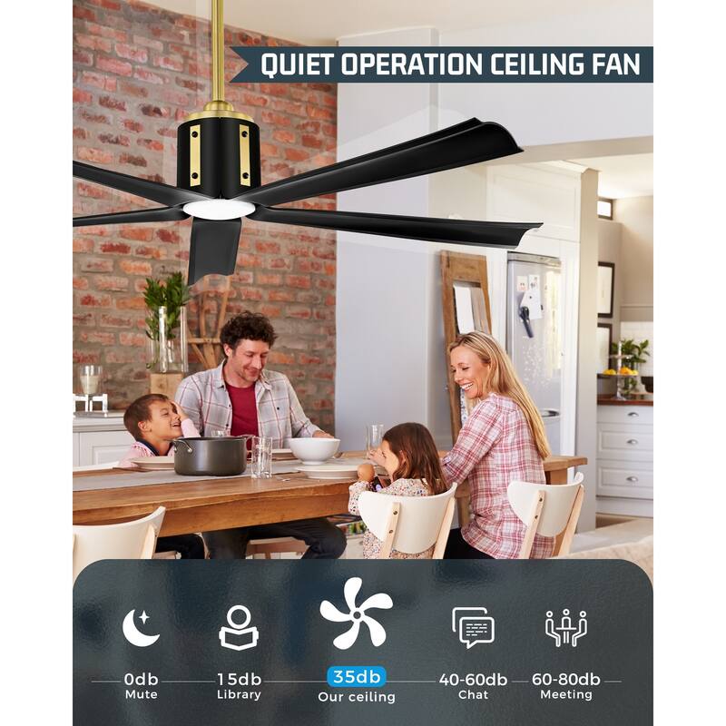 60 Inch 18W DC LED Ceiling Fan with Lights, 5-Blades, Remote Control and App and Alexa Google Voice Control