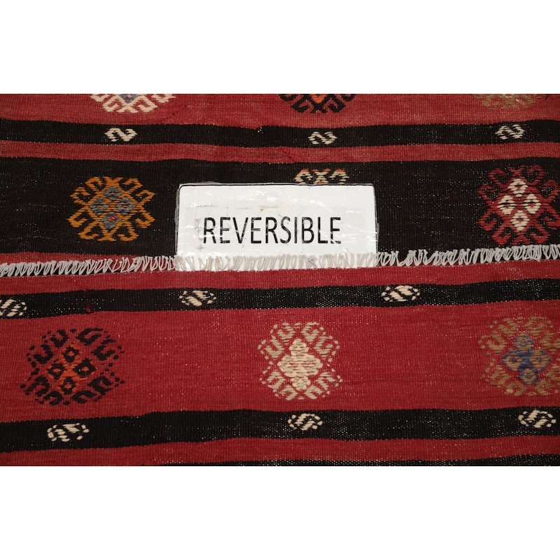 Hand Woven Oriental 100% Wool Carpet Southwestern Tribal Red Kilim Area Rug - 9' 8'' X 5' 11''