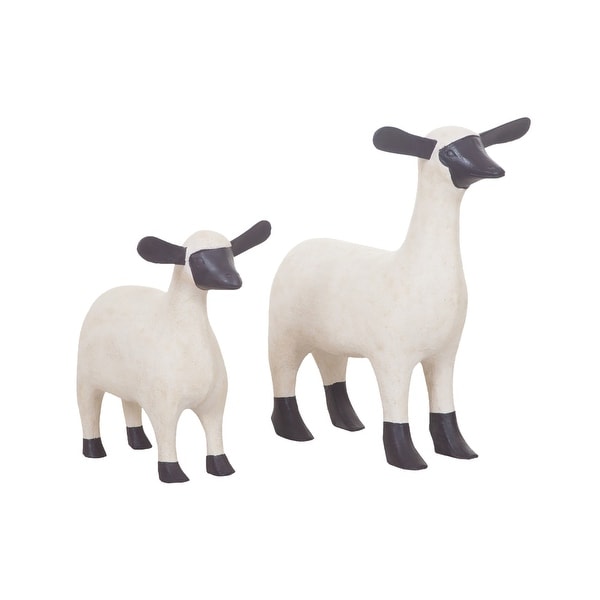 GuildMaster 2516527S 2 Piece Hand Painted Wood Sheep Statue