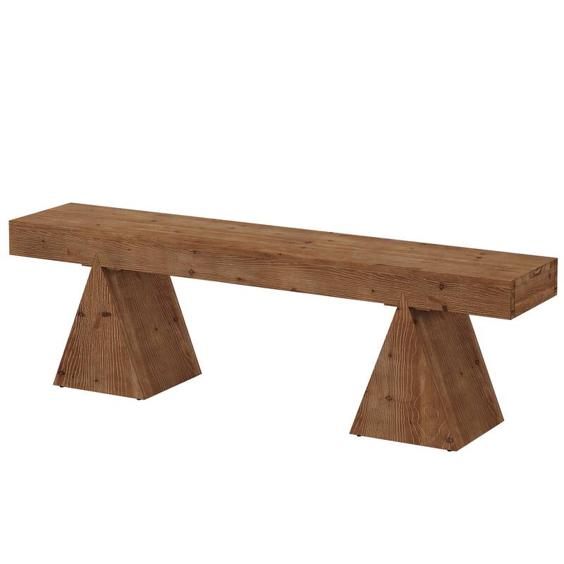 63" Solid Wood Bench, End of Bed Bench, Farmhouse Entryway Benches for Bedroom, Hallway, Kitchen