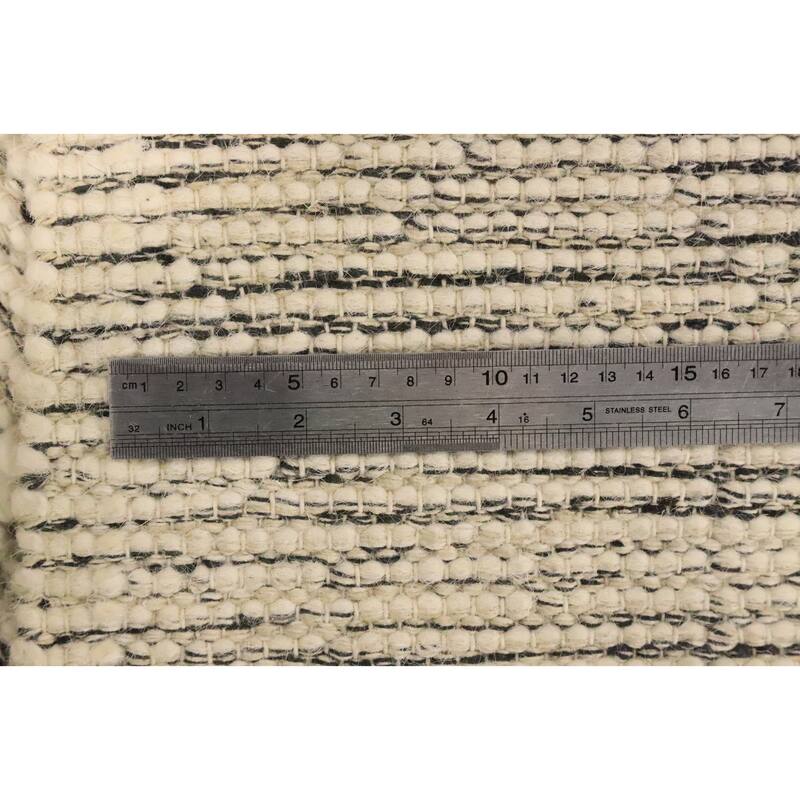 Hand Knotted Oriental 100% Wool Carpet Modern Geometric Beige & Ivories Modern Gotti Design Runner Rug - 7' 5'' X 2' 2''