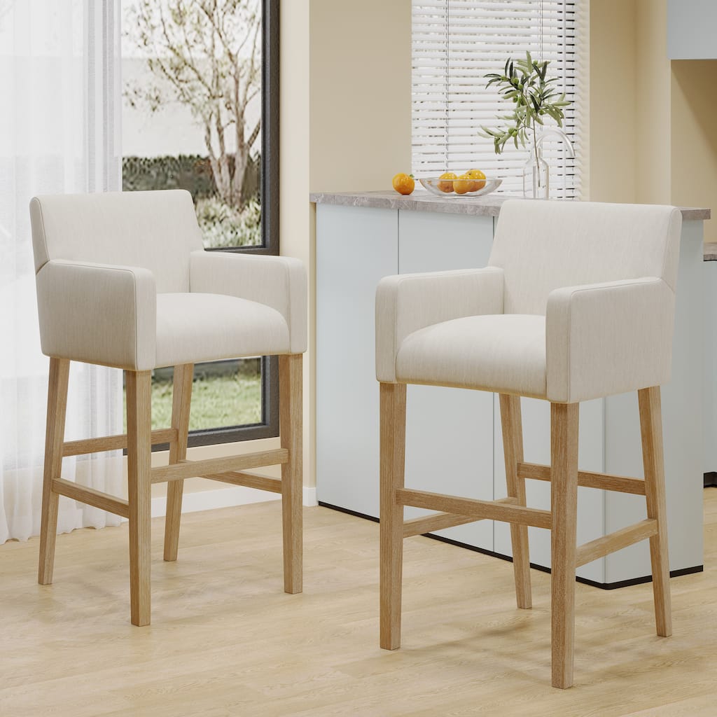 Armga Fabric and Rubberwood 30.5 inch Barstools (Set of 2) by Christopher Knight Home