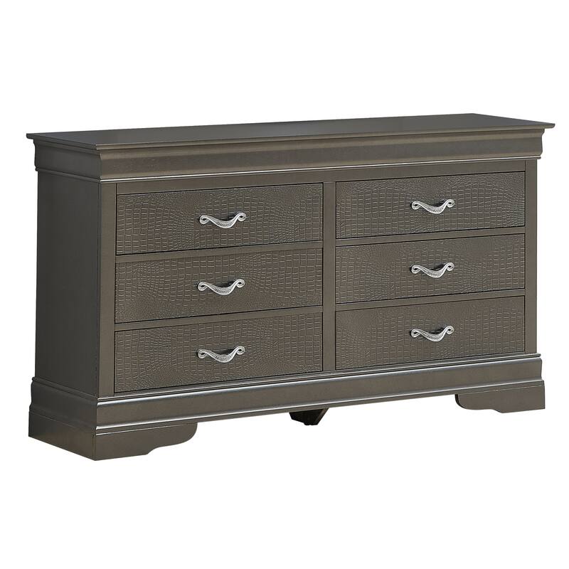 6 Drawer Metalic Black Bedroom Dresser