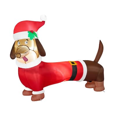 5 ft. Tall Red & Brown Plastic Santa's 'Lil Helper Dachshund Inflatable