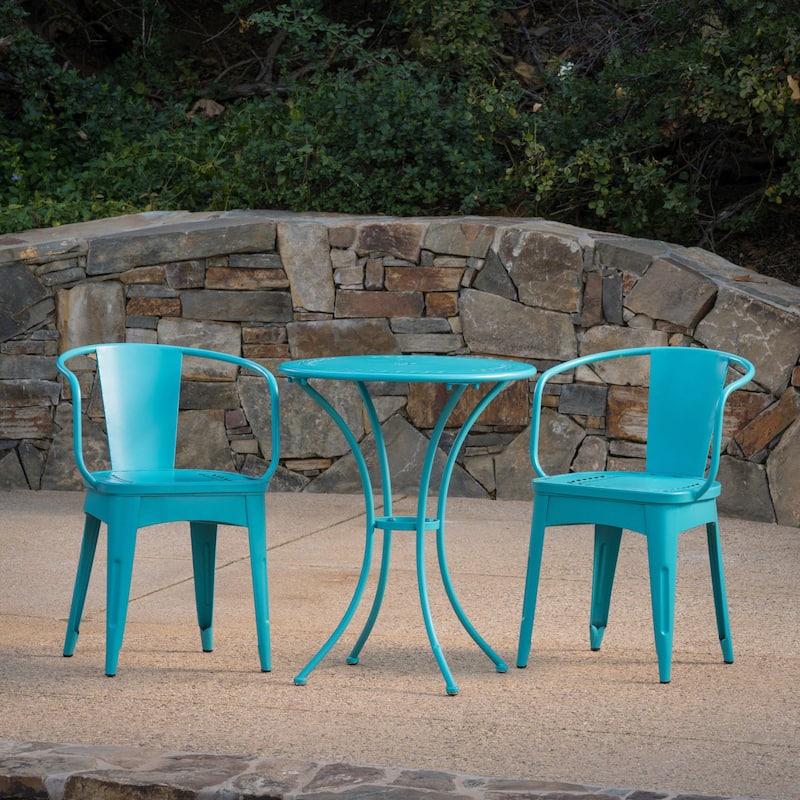 Roomfitters 3-Piece Metal Bistro Set, Outdoor Patio Table and Chairs for Balcony, Garden or Deck
