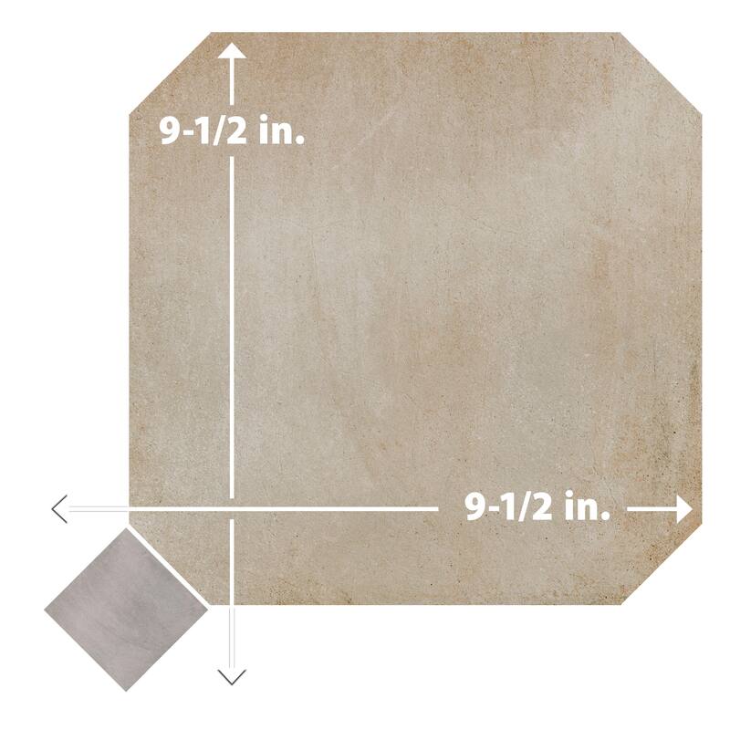 Merola Tile Laverton Octagon Arena with Taco Nieve 7-7/8" x 7-7/8" Porcelain Floor and Wall Tile