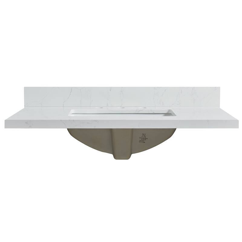 Jaen Composite Stone Vanity Top with White Rectangular Sink