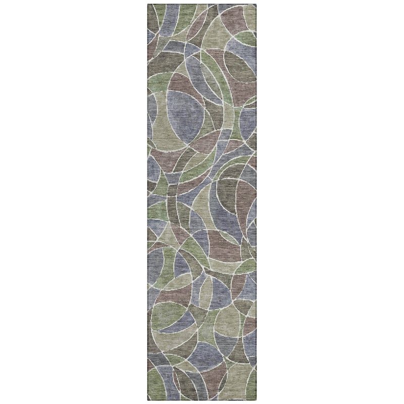 Machine Washable Indoor/Outdoor Casual Mosaic Chantille Rug