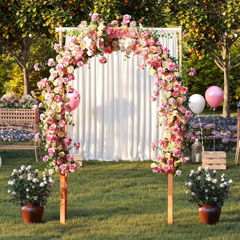 93" Tall Wooden Garden Arbor with Trellis Sides Outdoor Archway for Weddings and Flowers Vines