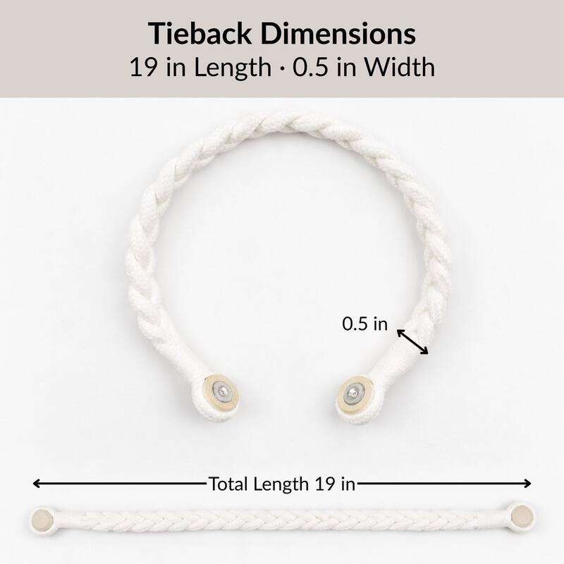 Braided Curtain Tiebacks with Magnetic Closure 19 x 0.5 in