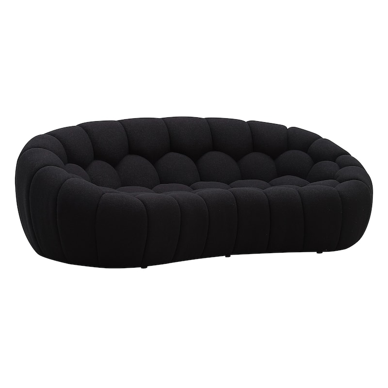 Divani Casa Yolonda Modern Curved Black Fabric Loveseat