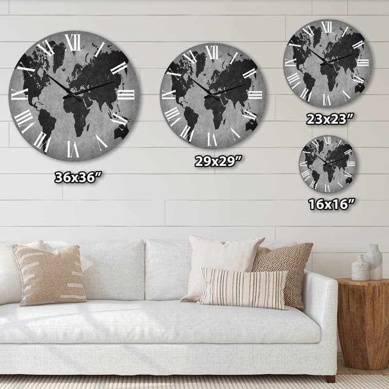 Designart 'Ancient Map of The World IX' Vintage wall clock - Overstock ...