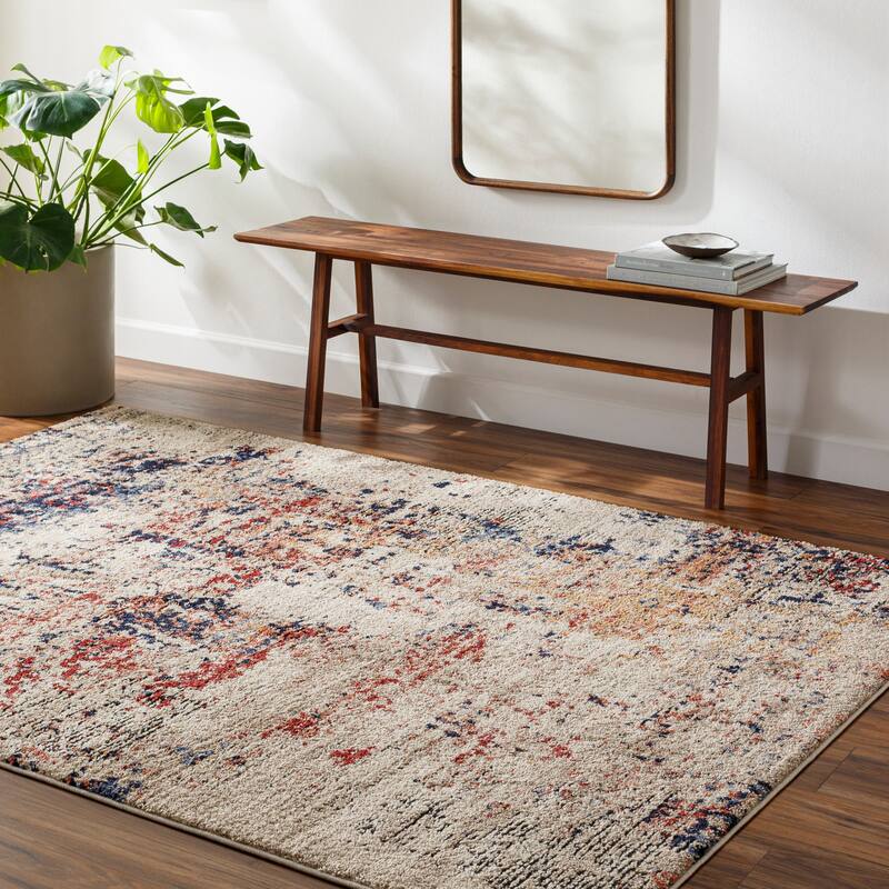 Livabliss Liebe Abstract Area Rug - 5'3" x 7' - Rust/Light Gray