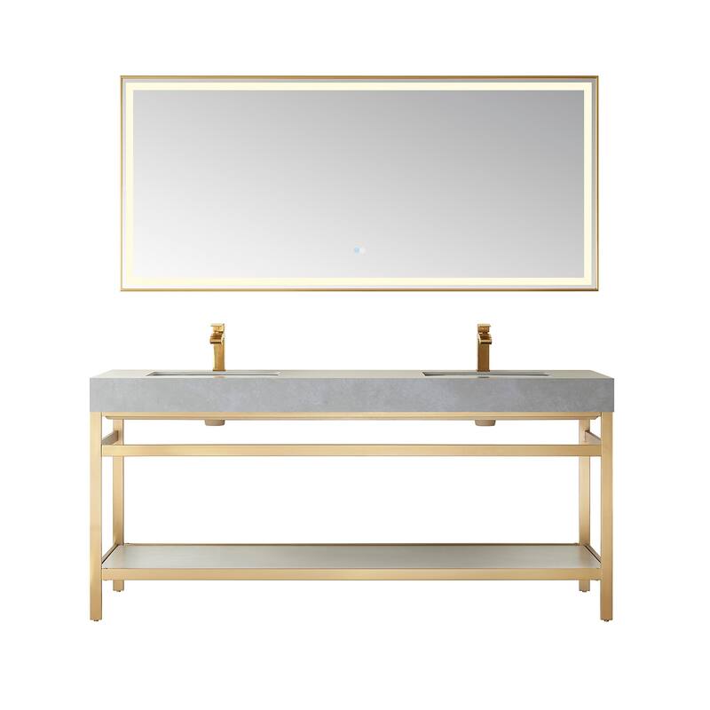 Miseno MV702572 Funes 72" Free Standing Double Basin Vanity Set with - Brushed Gold / Gray - Gold Finish