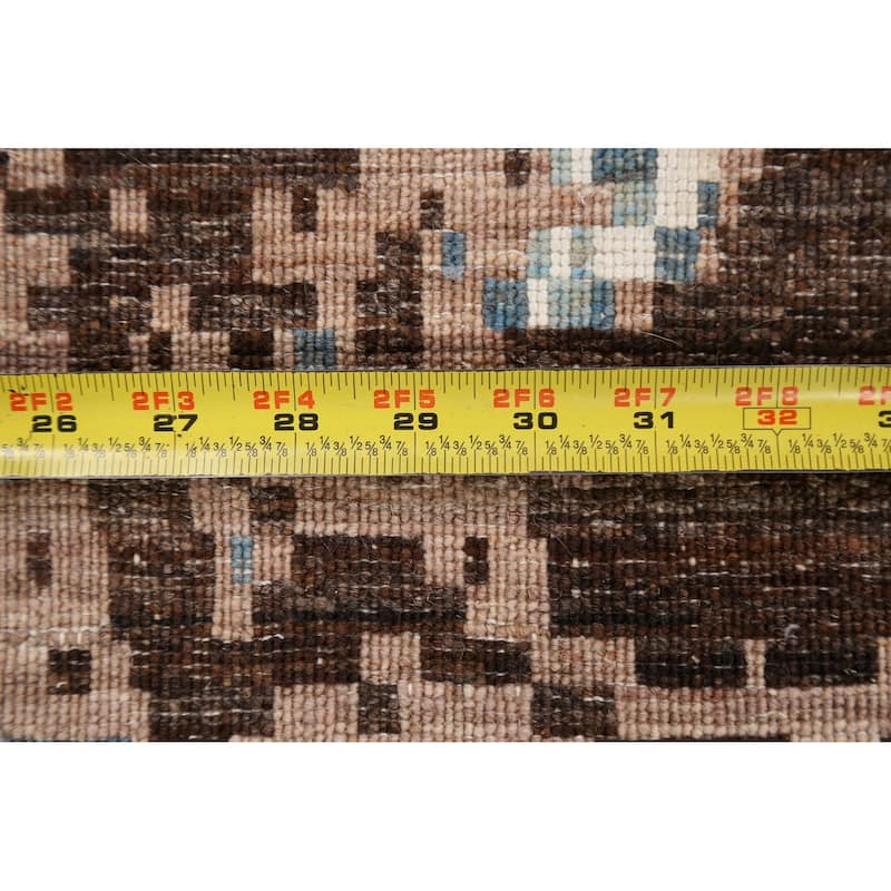 Wool/ Silk Vegetable Dye Modern Oriental Abstract Runner Rug Handmade - 2'7" x 9'11"