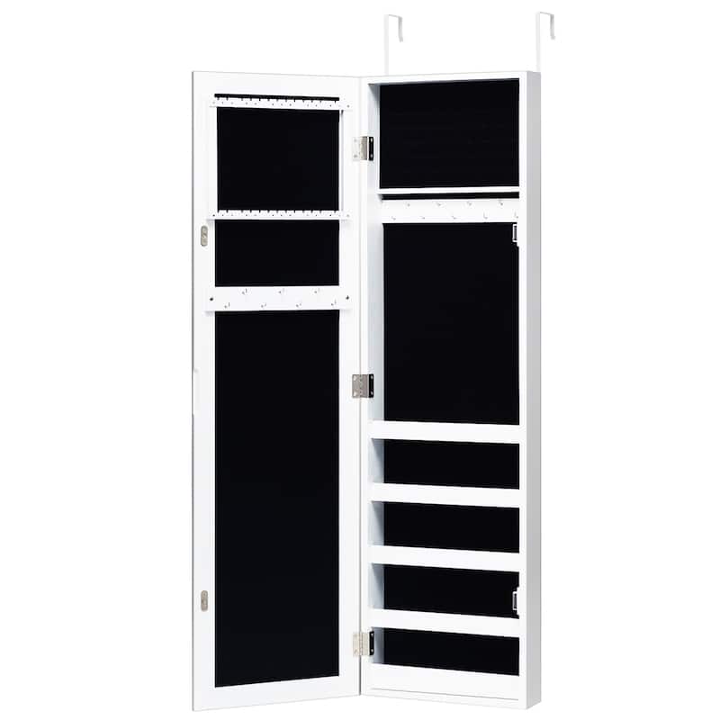 Wall Door Mounted Jewelry Armoire Cabinet Armoire Storage Organizer - White
