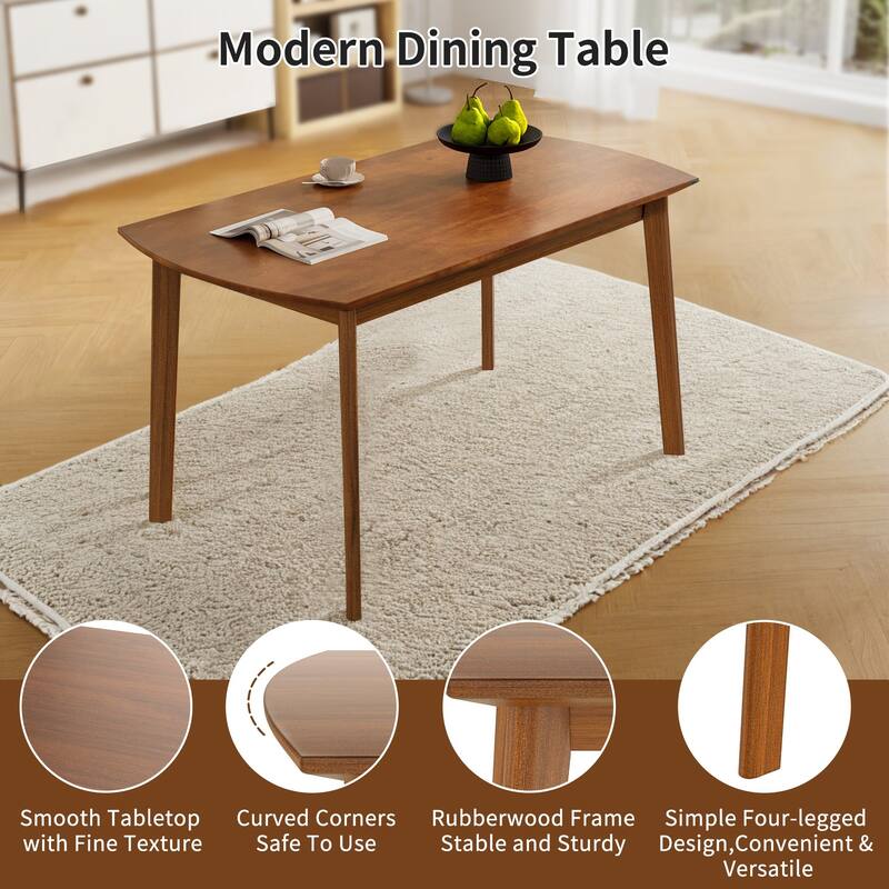 Solid Wood 5 Piece Dining Set with Upholstered Chairs, Mid-Century Style Table Set for Kitchen, Space Saving