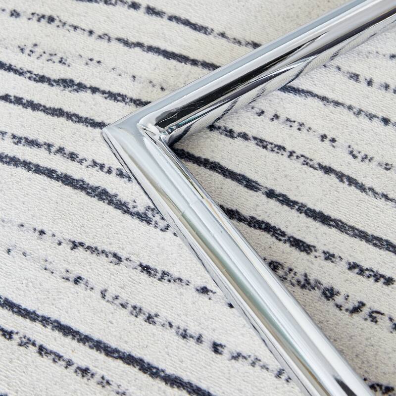 Roomfitters 5pcs Marble Pattern Dining Table Set with Stainless Butterfly Legs and PU Upholstered Chairs
