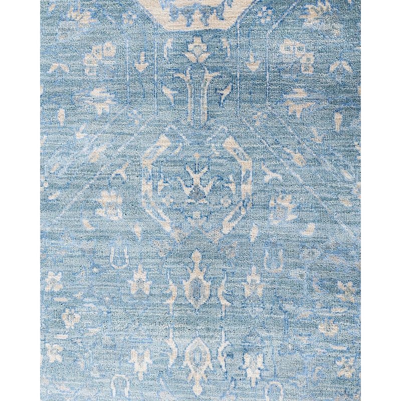 Ikat One-of-a-Kind Hand-Knotted Area Rug, Blue - 9' 0" x 12' 4"