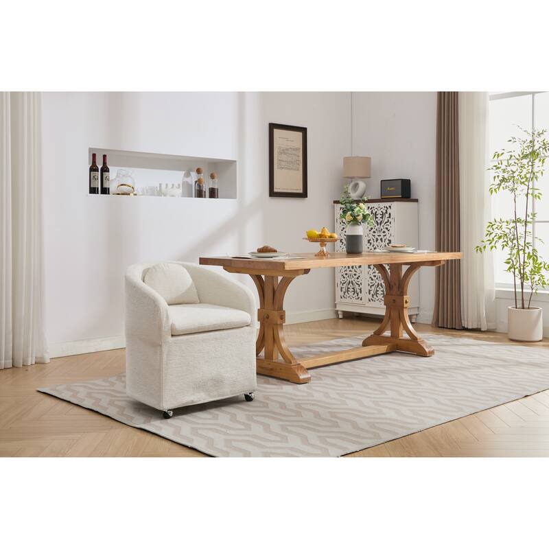 Upholstery Dining Armchair With Universal Wheels