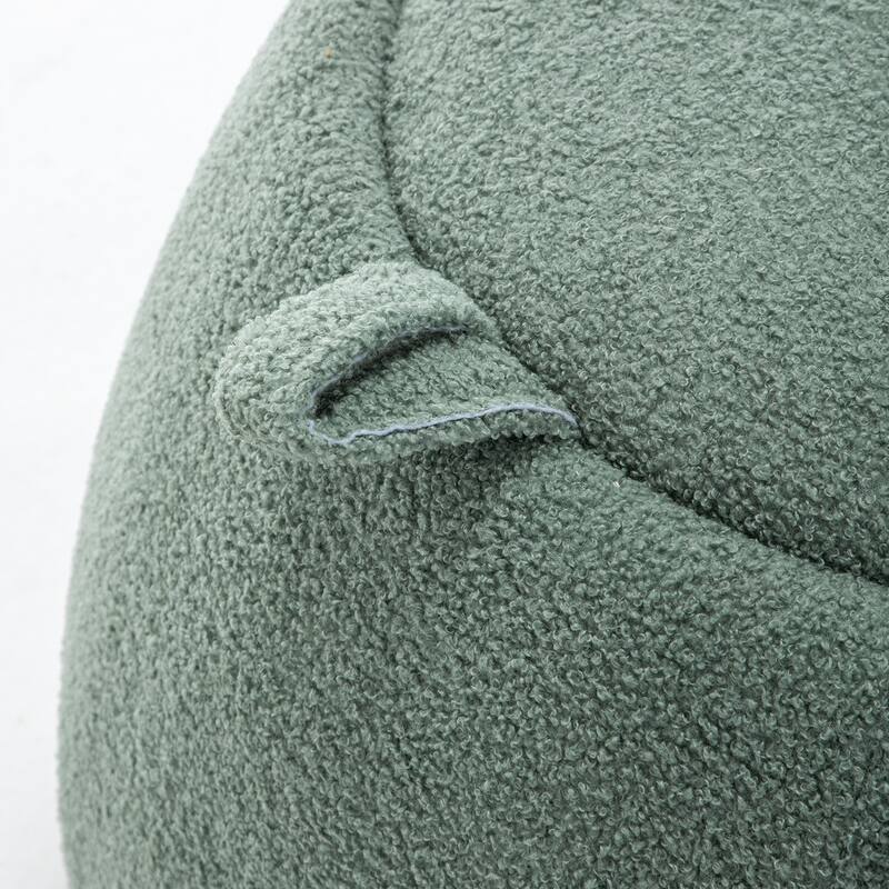 SEYNAR 25" Faux Sherpa Round Storage Ottoman - Large Cozy Bouclé Footrest Stool