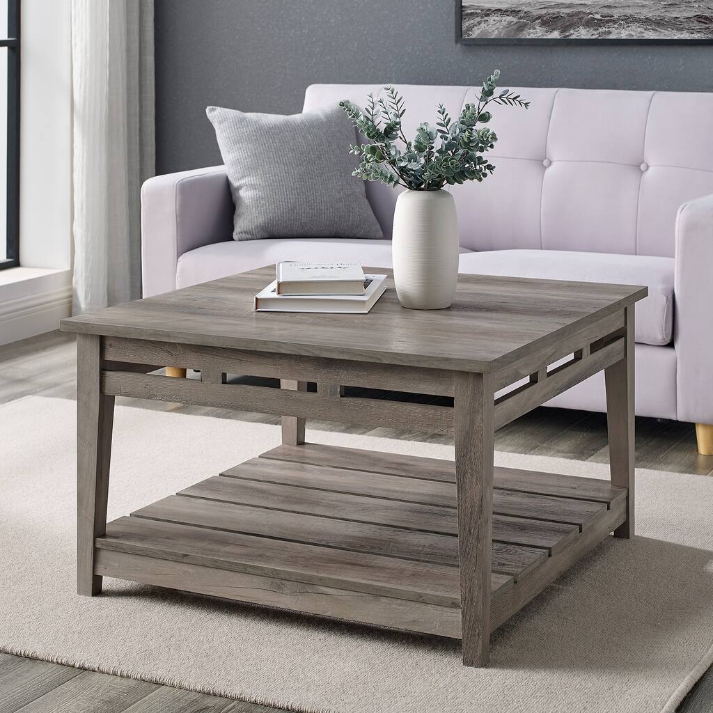 Walker Edison 30-Inch Square Farmhouse Coffee Table