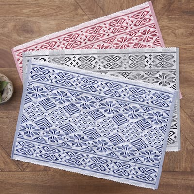 Scandinavian Jacquard Cotton Woven Placemats - Set of 6