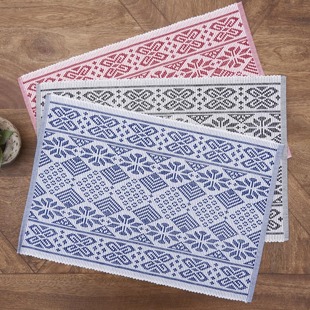 Scandinavian Jacquard Cotton Woven Placemats - Set of 6