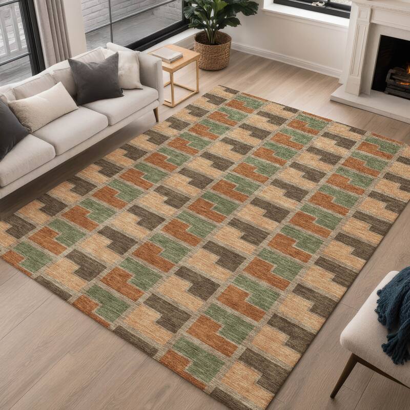Machine Washable Indoor/ Outdoor Contemporary Kaylee Chantille Rug