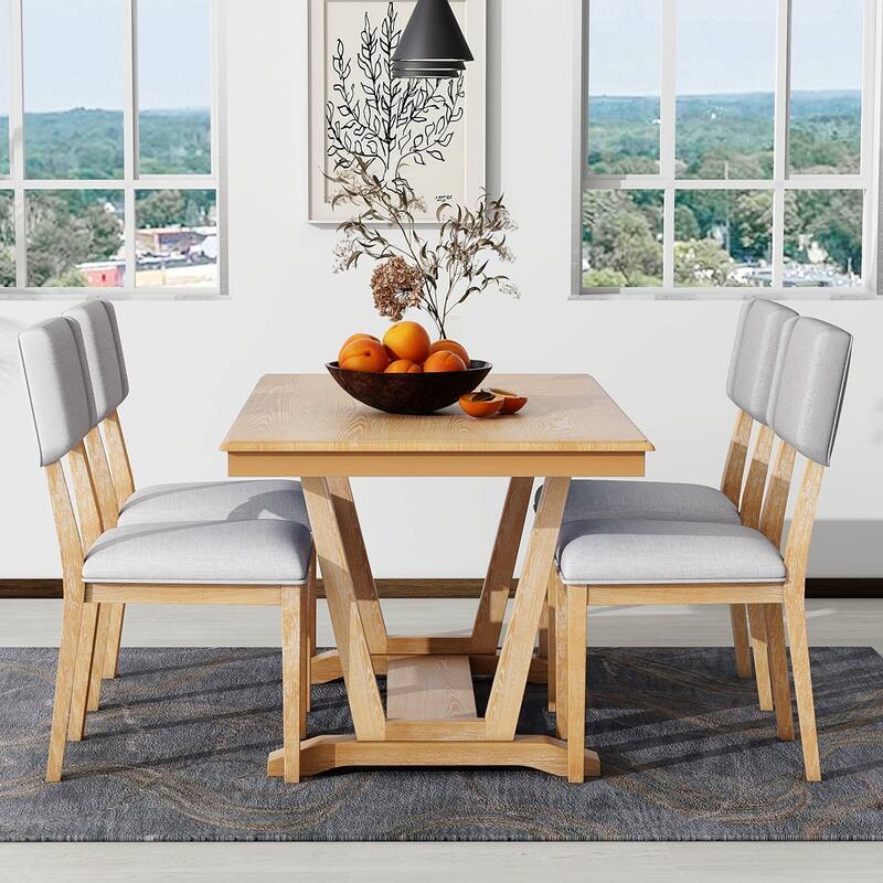 5PCS Wood Dining Table Set With 4 Chair