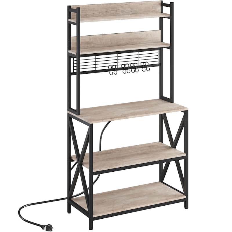 Yaheetech 5-Tier Industrial Kitchen Baker’s Rack Microwave Oven Stand with Power Outlets
