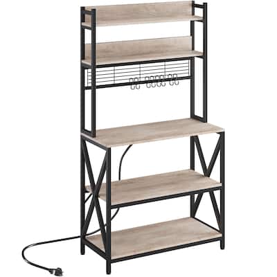 Yaheetech 5-Tier Industrial Kitchen Baker’s Rack Microwave Oven Stand with Power Outlets