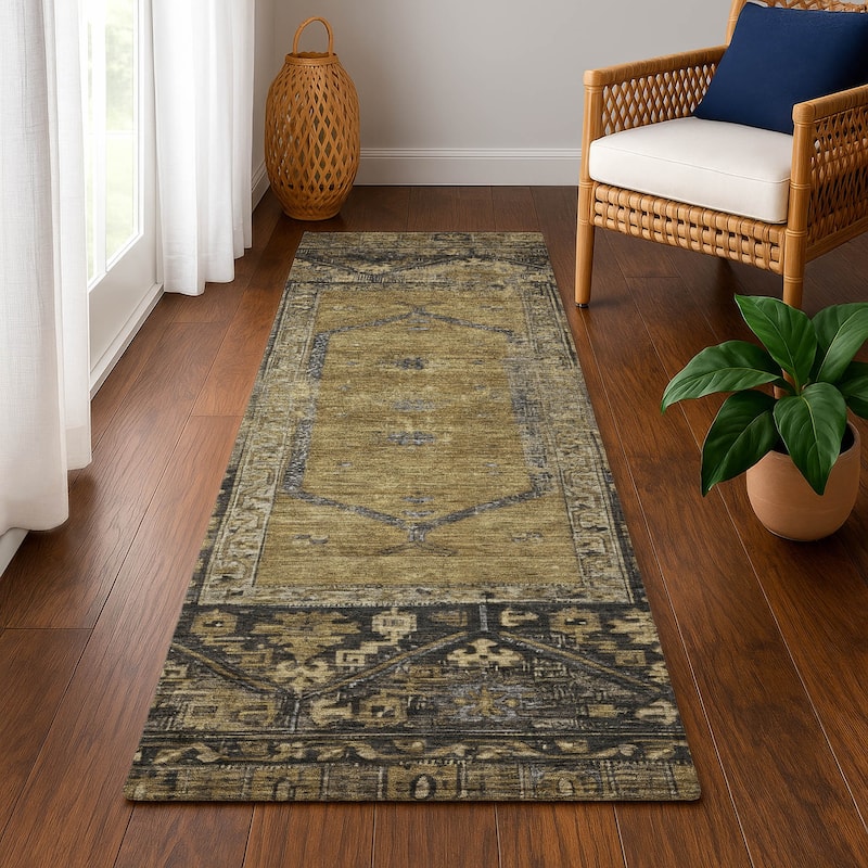 Premium Washable Super Soft Traditional Global Mayfield Rug - Brown - 2'3" x 7'6"