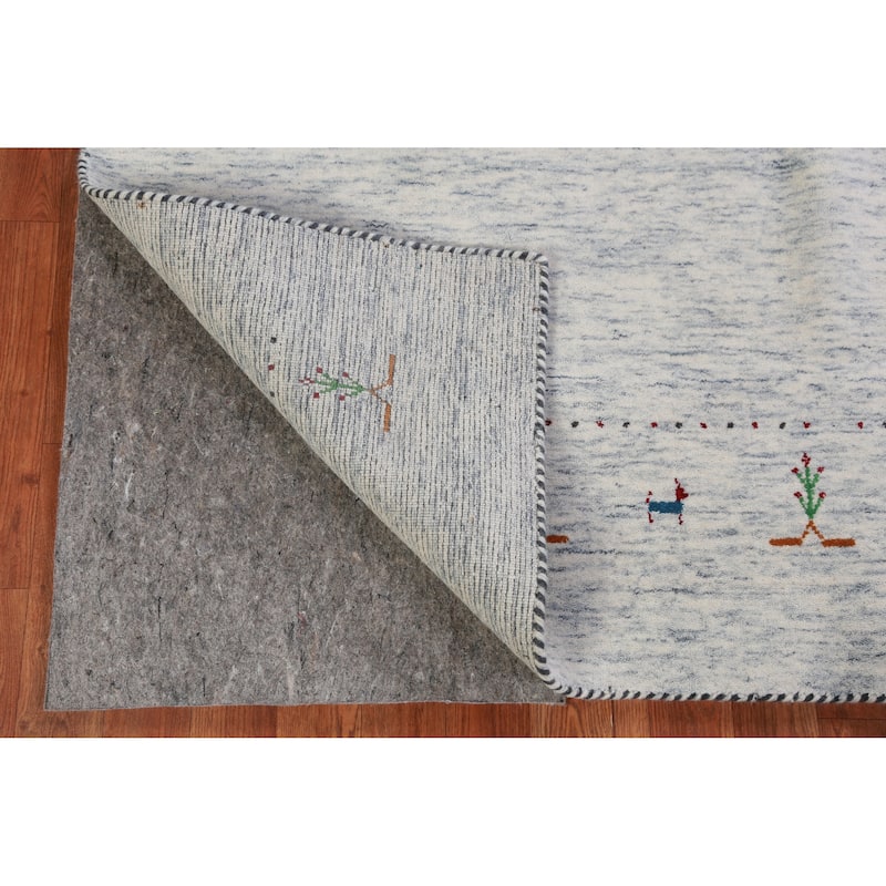 Hand Knotted Oriental 100% Wool Carpet Tribal Animal Pictorial Beige & Ivories Gabbeh Area Rug - 7' 11'' X 5' 2''