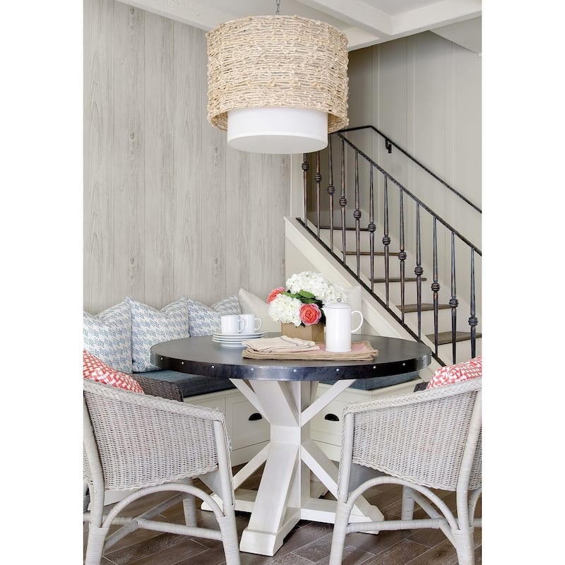 Brewster Ferox Eggshell Wood Planks Wallpaper - 20.5in x 396in x 0.025in