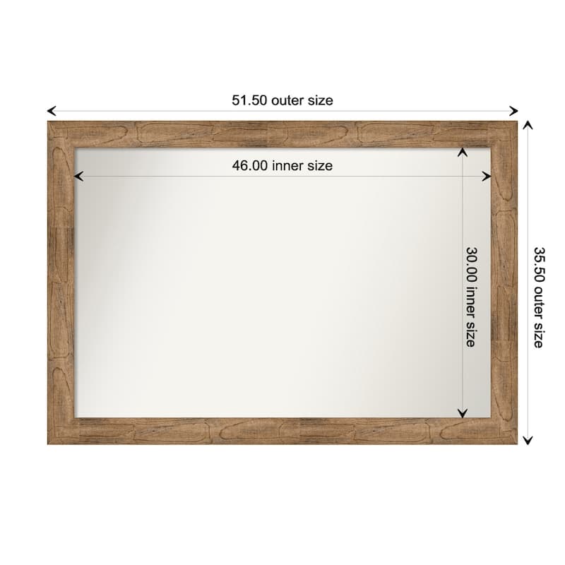 Owl Brown Framed Non-Beveled Custom Wall Mirror, Bathroom Vanity Mirror - Outer Size: 51.5 x 35.5