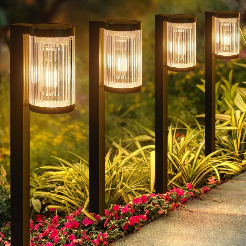 6-Pack Solar Garden Pathway Lights – Bright & Waterproof - Black - 6 Pack
