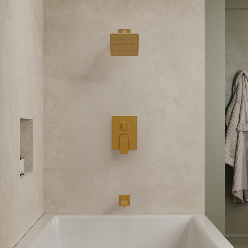 GRANDJOY 2-Function Tub and Shower Faucet Set with Single Handle Valve, Wall-Mount Design