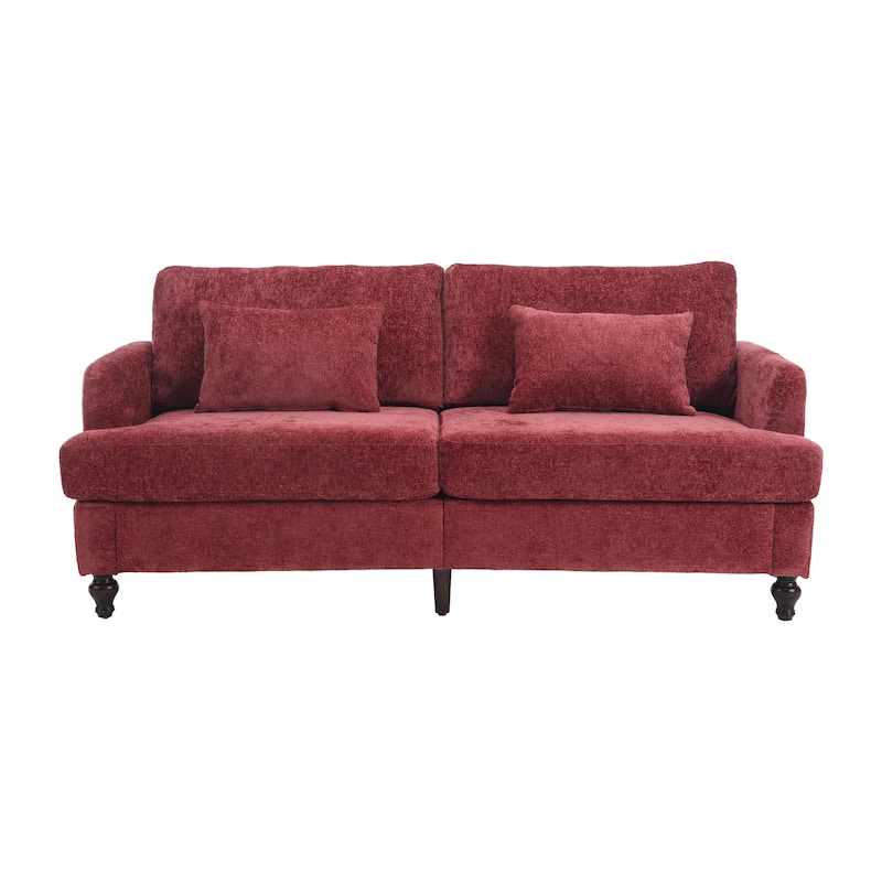 Red 68.9'' Chenille 2-Seater Sofa with Detachable Cushions