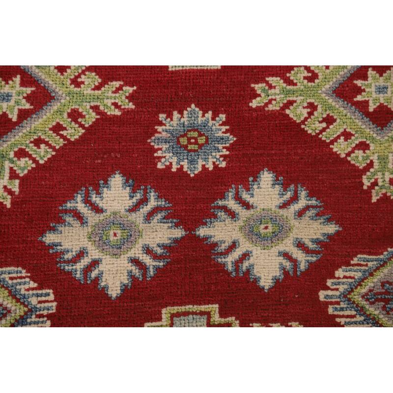Red Kazak Area Rug Hand-Knotted Traditional Wool Carpet - 5'1" x 6'5"