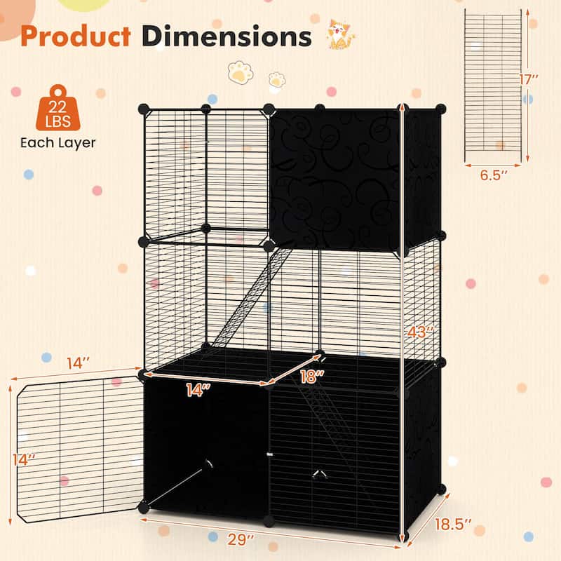 Costway 3-Tier Indoor Metal Wire Kitten Enclosure with 2 Ramps, Pet - See Details