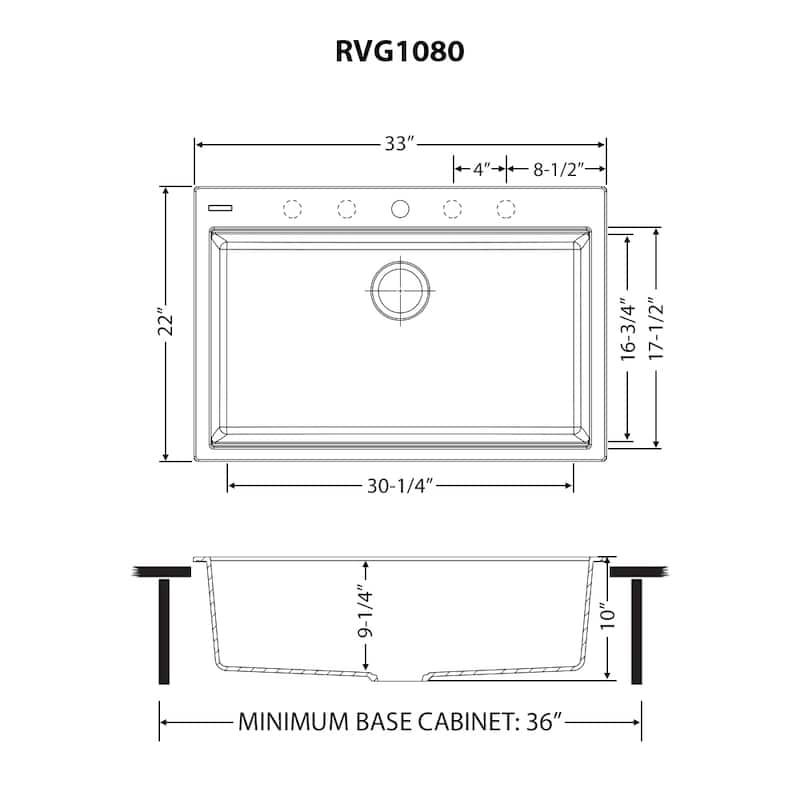 Ruvati 33 x 22 inch Granite Composite Drop-in Topmount Kitchen Sink Single Bowl - Midas Yellow - RVG1080YL