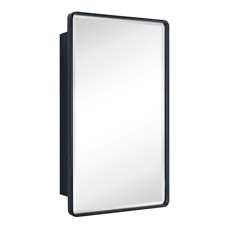 Farmhouse Recessed Metal Bathroom Medicine Cabinets with Mirror - 30" x 20" - Black