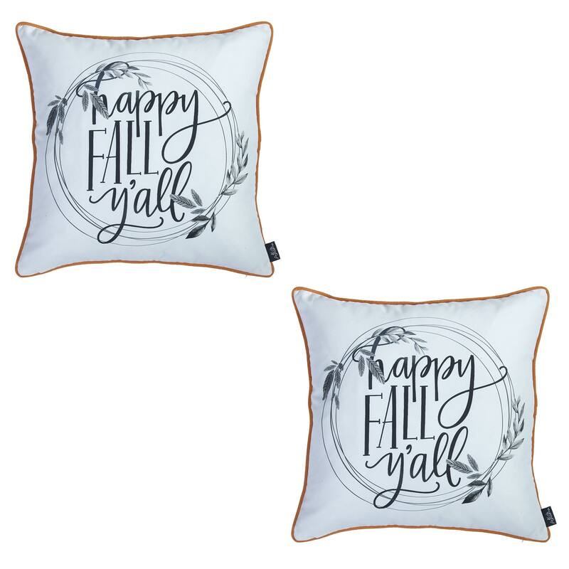 Fall Thanksgiving Decorative Throw Pillow Quote Square Set of 2