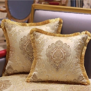 Luxury Gold Verona Pillow Embellished With Trim 20"X20"